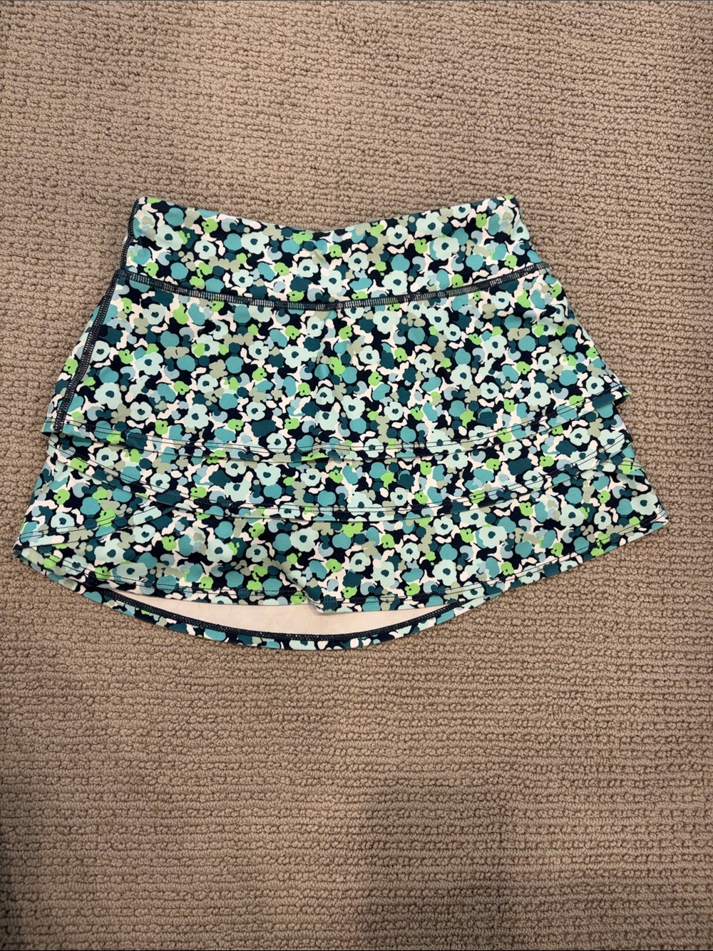 Athleta Floral Layered Skort in Teal, Green and White